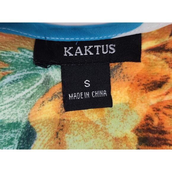 Kaktus Women's Round Neck Floral Print Sleeveless Sheer Lo-Hi Blouse Size XS - Picture 5 of 6